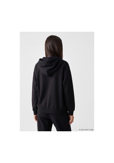 LC Waikiki Alıta Cıty Farkıyla Lcw Everyday Siyah Dalgıç Kumaşı Düz Oversize Kadın Fermuarlı Sweatshirt Siyah - 924121662 Siyah