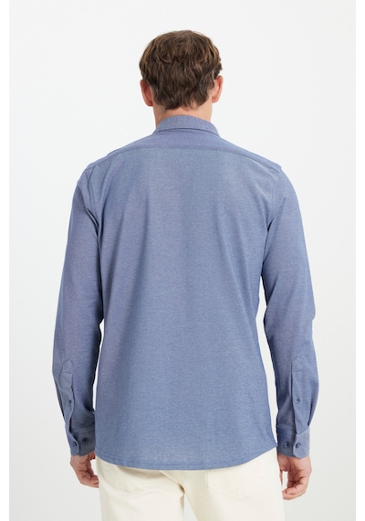 AC&Co / Altınyıldız Classics Erkek Lacı Pamuklu Örme Slim Fit Dar Kesim Düğmeli Yaka Gömlek Lacı Lacivert AC&Co / Altınyıldız Classics Erkek Lacı Pamuklu Örme Slim Fit Dar Kesim Düğmeli Yaka Gömlek Lacı Lacivert