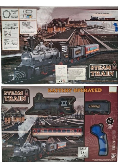 Pilli, Işıklı 16 Parça Oyuncak Tren Seti Steam Train Rc Model