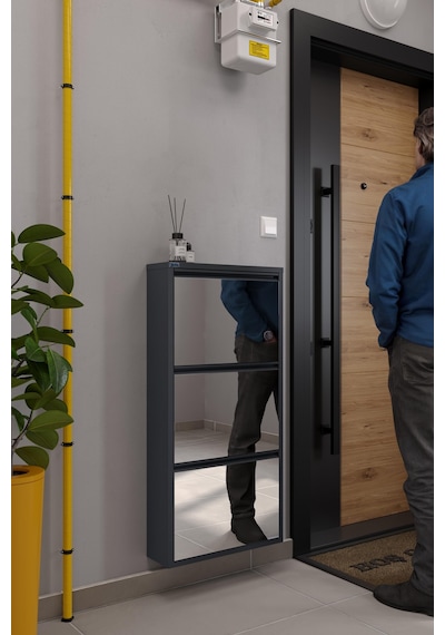 Ceha 3'lü Metal Ayakkabılık - Antrasit/Aynalı K.AYK-3/A/P7024