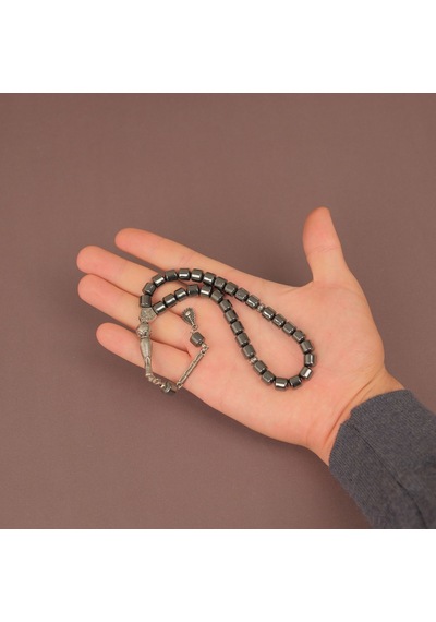 Hematit Taşı Doğal Taş Fıçı Kesim 8x8mm Tesbih