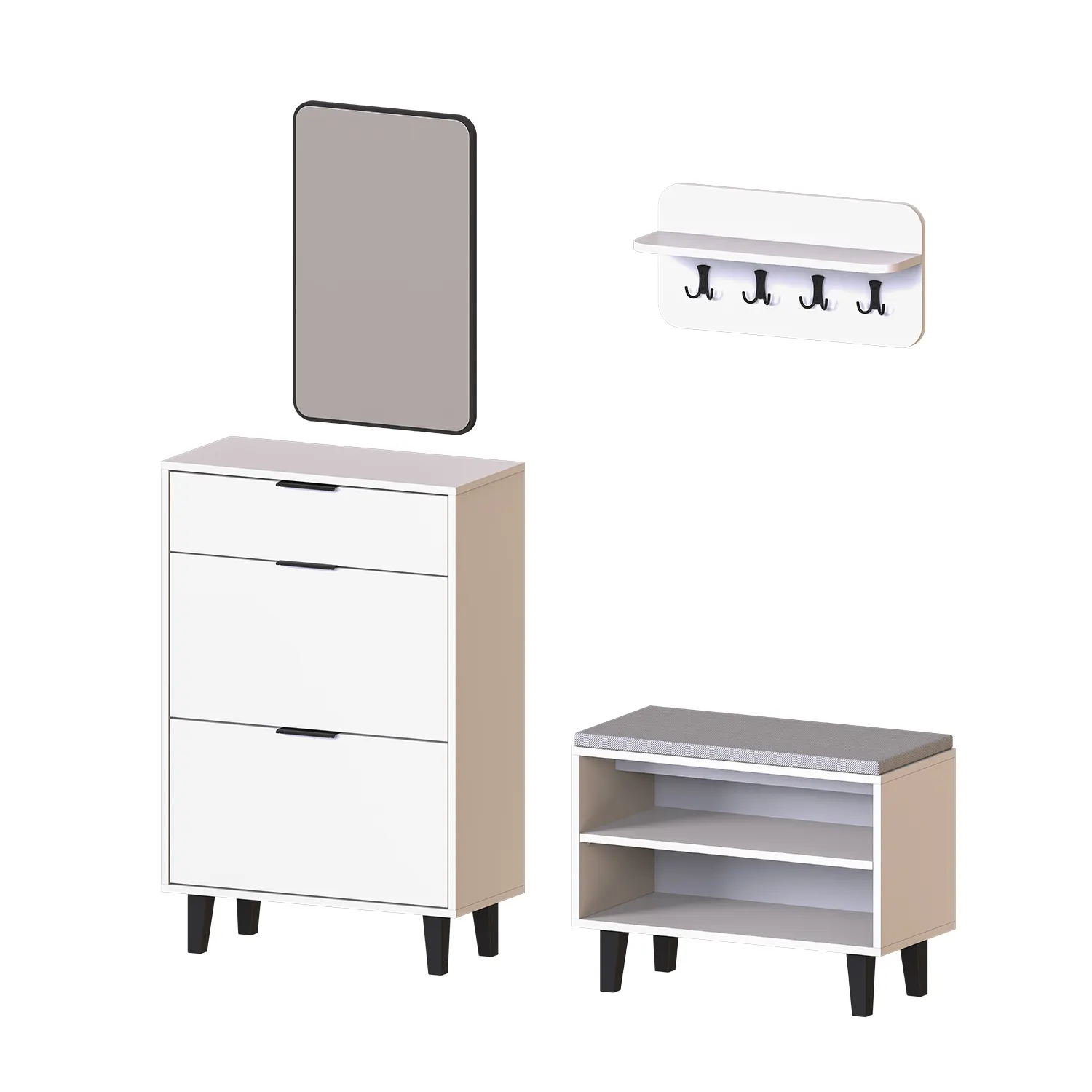 Nord Vestiyer Takımı Askılıklı, Ayakkabılık Dolabı, Bench, Modüler, Dikdörtgen Oval Aynalı Portmanto Takımı Beyaz Nord Vestiyer Takımı Askılıklı, Ayakkabılık Dolabı, Bench, Modüler, Dikdörtgen Oval Aynalı Portmanto Takımı Beyaz