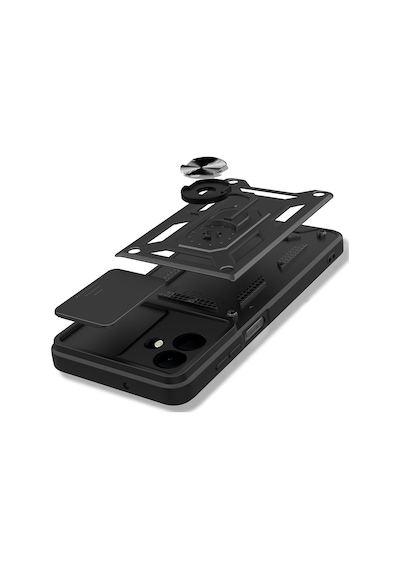 Subutu Galaxy A07 Kılıf Magnetik Standlı Kamera Korumalı Zore Sürgülü Vega Kapak - Mavi Mavi