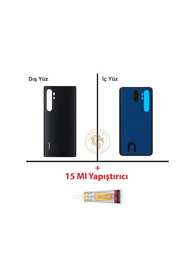 Xiaomi Mi Note 10 Lite Gece Yarısı Siyahı Arka Pil Kapağı Batarya Kapağı + B-7000 Yapıştırıcı Çok Renkli