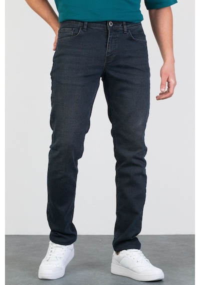 HLT Jeans Erkek Füme Antrasit Taşlamalı Slim Fit Likralı Jean Kot Pantolon James