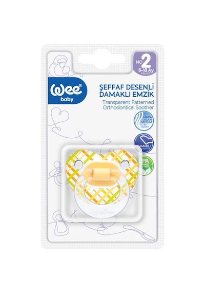 Wee Baby 837 Şeffaf Desenli Silikon Damaklı Emzik No:2 Pembe