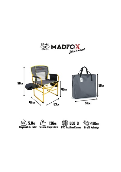 Madfox Sitcommand G92 Katlanır Kamp Koltuğu Yellow Graphite