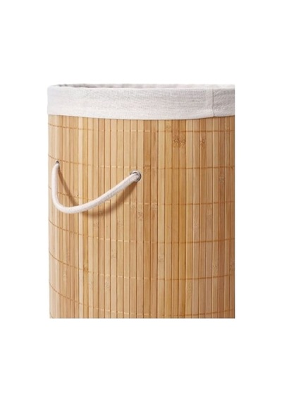 Kirlisepeti Yüksek Hijyen 50cm Yuvarlak Kumaşlı Bambu Kirli Sepeti Ev Düzeni Banyo Düzenleyici