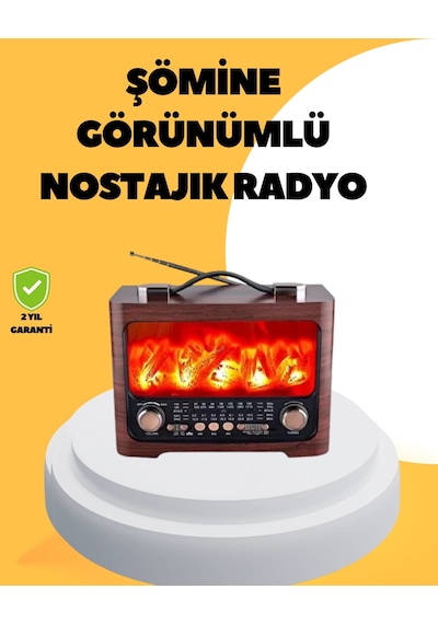 Mey İthalat Taşınabilir Şömine Görünümlü Bluetooth Hoparlör Solar Şarjlı, Alev Işıklı, 7w Ses