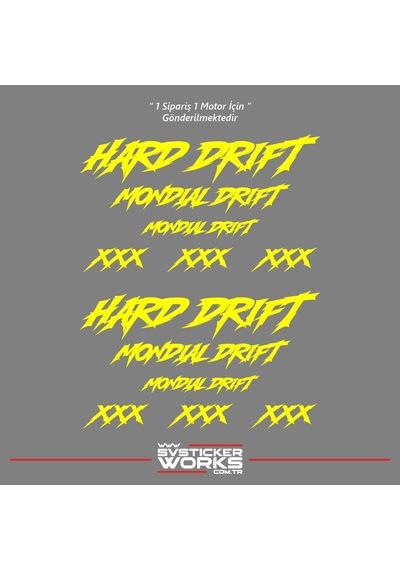 Mondial Drift L Sticker Xxx Full Sticker Set Dekor Modeli Sarı