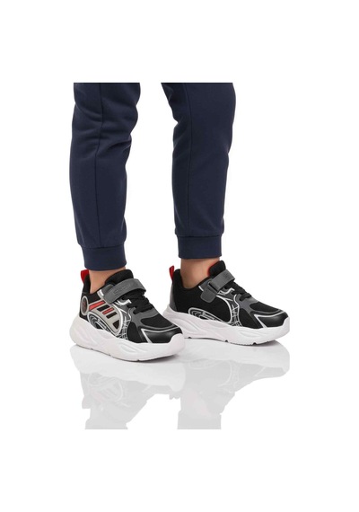 Slazenger Siyah Kırmızı Cırtlı Erkek Çocuk Spor Ayakkabı Kelsy F Siyah-kırmızı