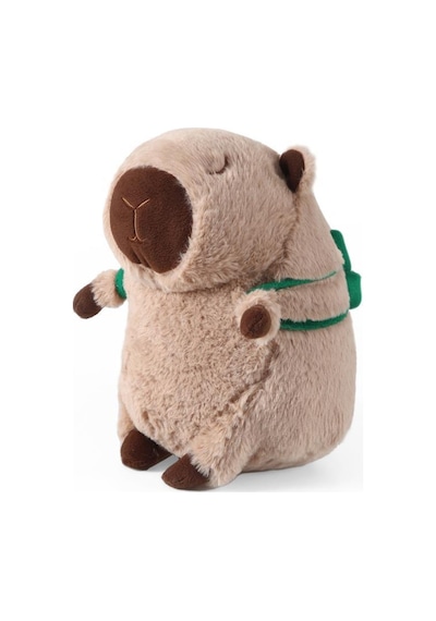 Sevimli Kapibara Kaplumbağa Oturan Sırt Çantalı Peluş Oyuncak 33cm Çok Renkli