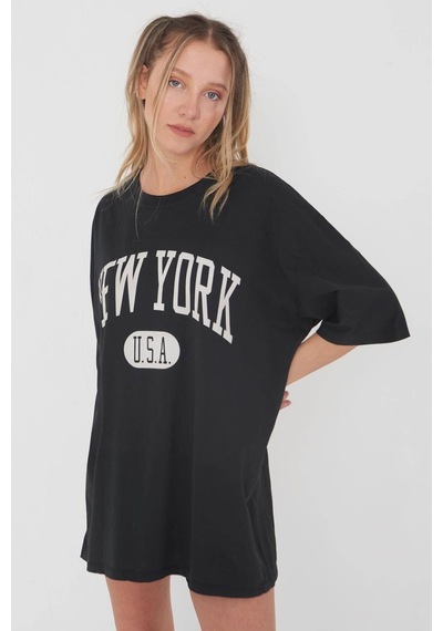 Blackjack Giyim Blackjackgiyim Baskılı Tshirt Newyork Siyah