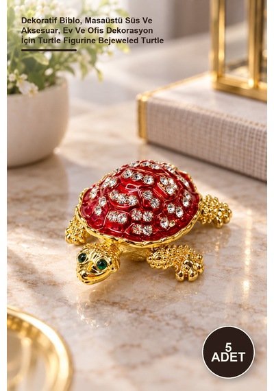 5 Adet Taşlı Kaplumbağa Figür Dekoratif Biblo, Masaüstü Süs Ve Aksesuar, Ev Ve Ofis Dekorasyon İçin Turtle Figurine Bejeweled Turtle