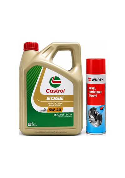 Castrol Edge DPF Motor Yağı 5W-40 4 L + Würth Balata Spreyi 500 ML