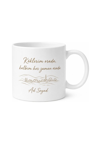 Memleket Temalı El Yazısı Baskılı Kupa Bardak Nostalji Hediye Beyaz / Çok Renkli