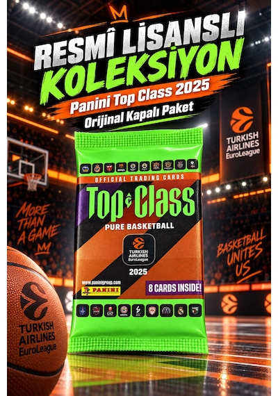 4 Lü Paket Panini Top Class 2025 Euroleague Basketbol Kartı Toplam 32 Koleksiyon Kartı