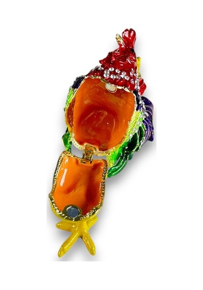 Dekoratif Renkli Horoz Biblo Taşlı Metal Masa Üstü Ev Aksesuarı 12x10 CM