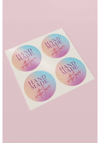 Made With Love Kalpli Beyaz Sticker 3x3cm St2249 Çok Renkli