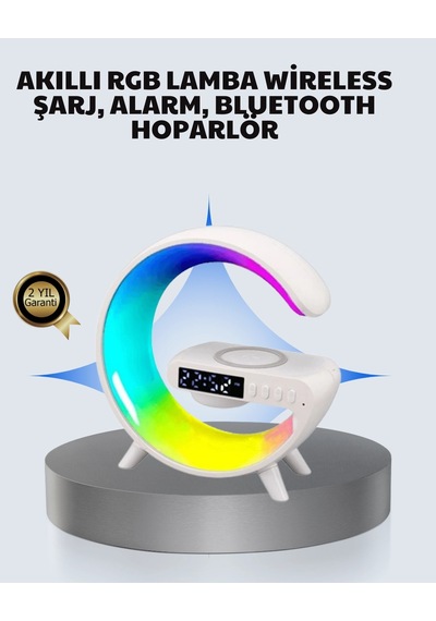 Hubrendy Tekno Başucu İçin Tasarlanmış Kablosuz Şarjlı Gece Lambası Ve Bluetooth Ses Sistemi
