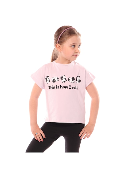 Toontoy Kids Kız Çocuk Baskılı Bisiklet Yaka Kısa Kollu Tişört Açık Lila