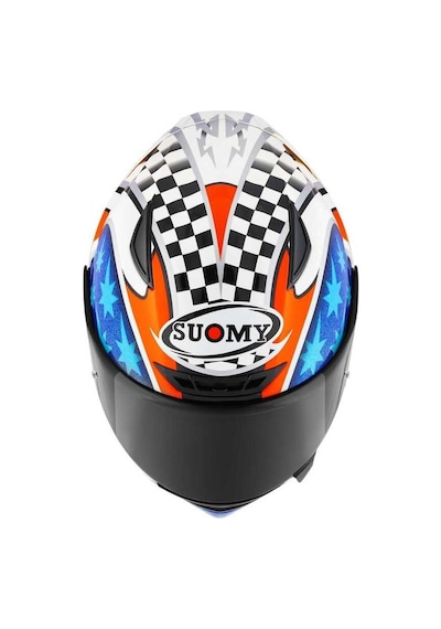 Suomy Track-1 Troy Baylıss Replıca 2002 Kapalı Motosiklet Kaskı Beyaz - Mavi - Turuncu