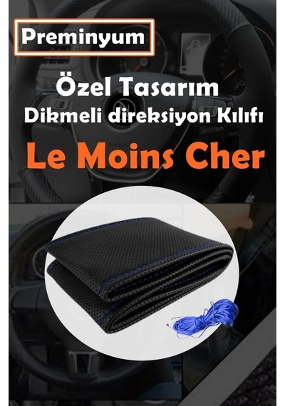 Renault Megane 4 Oto Direksiyon Kılıfı Mavi Dikiş Estetik Görünüm