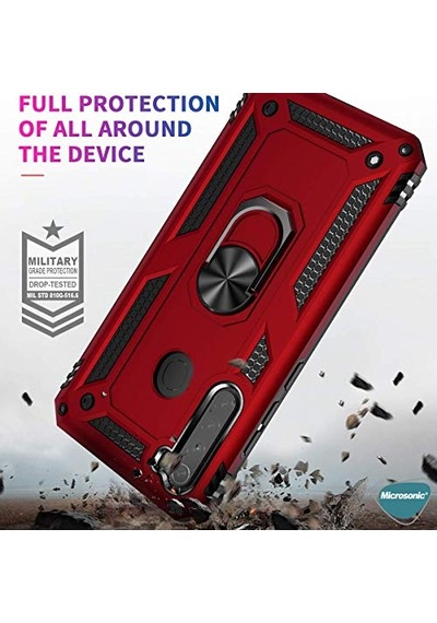 A21 Için Kılıf Military Ring Holder Siyah Galaxy A21 İle Uyumlu Kılıf - Siyah Diğer