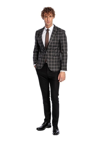Wessi Slim Fit Sivri Yaka Siyah Erkek Ceket 001