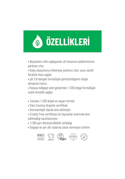 Siveno %100 Doğal İntim Yıkama Köpüğü Beyazlatıcı Etkili Koku Önleyici Ph 3.8 100 Ml