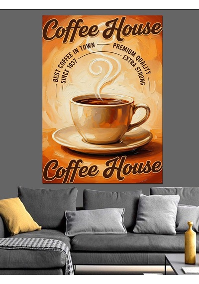 "coffee House" Retro Posteri Dekoratif Kanvas - Mdf Ahşap Tablo