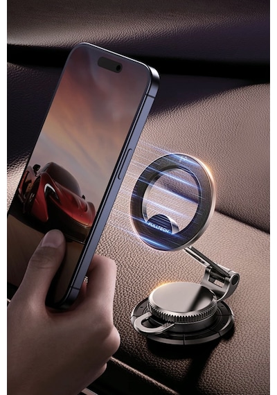 Fulltech Fhd25 Magsafe Manyetik Araç İçi Telefon Tutucu 360 Döner Dashboard & Cam Uyumlu Katlanabil Siyah