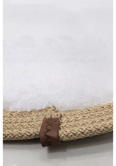 Kaymaz Taban Puffy Peluş Ultra Yumuşak 50x70 Cm Bordürlü Şık Tasarım, Suya Dayanıklı Banyo Paspası Beyaz-bej