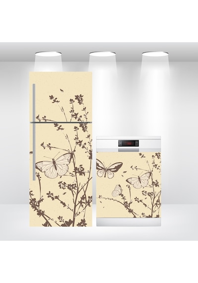 Buzdolabı Ve Bulaşık Makinesi Kapak Sticker Folyo Kaplama Kelebek (313365312)