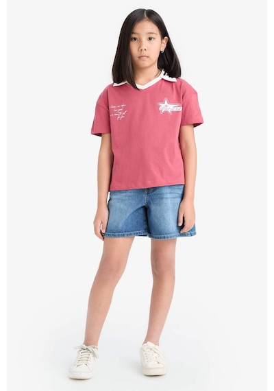 DeFacto Kız Çocuk Boxy Fit Polo Yaka Baskılı Kısa Kollu Tişört E1034A825SMBR201 Bordo DeFacto Kız Çocuk Boxy Fit Polo Yaka Baskılı Kısa Kollu Tişört E1034A825SMBR201 Bordo