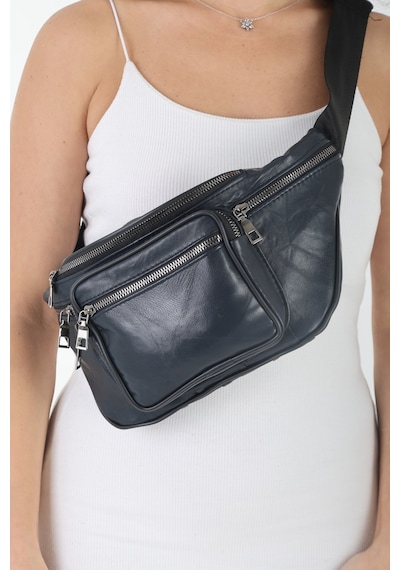 Nahitatyana Unisex Lacivert Çok Cepli Hakiki Deri Freebag Bel Çantası Lacivert - 121763658 Lacivert