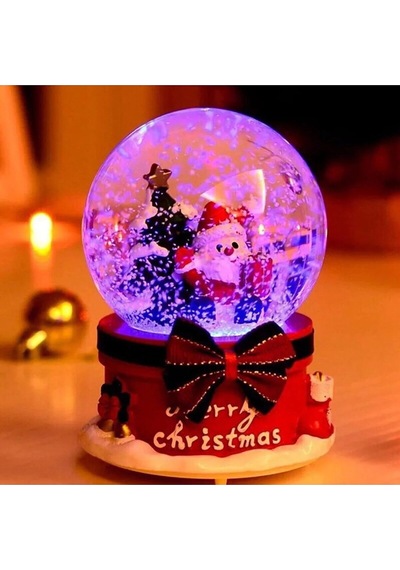 Yılbaşı Noel Baba Işıklı Müzikli Kar Küresi Yeni Yıl Noel Baba Ve Çam Ağacı Temalı Kar Küresi 13 Cm Işıklı Müzikli Dekoratif Hediye 01