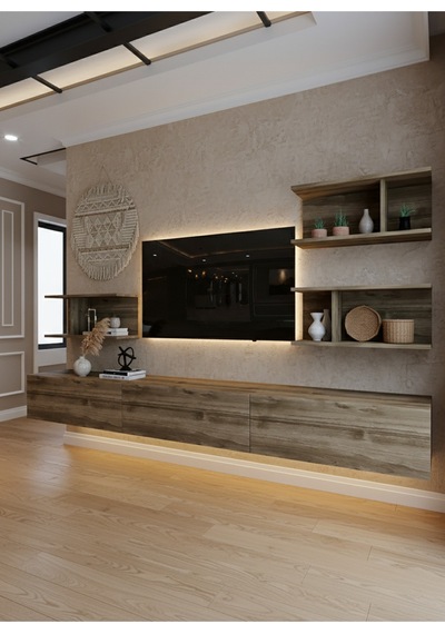 Resital Ledli Duvara Monte Tv Sehpası - Ceviz - W6011-2 Ceviz