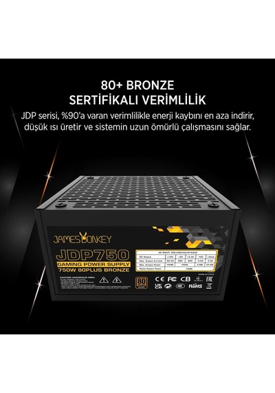 James Donkey JDP750 APFC 12CM 750W Bronze 80+ Power Supply Güç Kaynağı