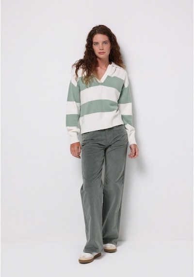 Colins Berry Fit Yüksel Bel Geniş Paça Kadın Yeşil Pantolon Cl1076106 Q1.v2 Sag Sage