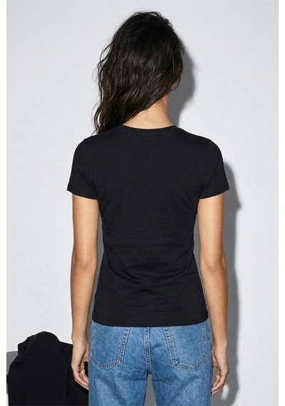 Siyah İnci 2'li Paket Pamuklu Likralı Basic Bisiklet Yaka Örme T-shirt Atlet 1001 Siyah-beyaz