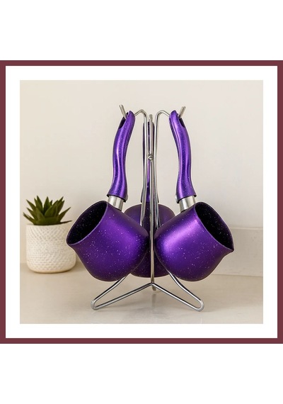 Storeşahin Granit Çelik Cezve Seti 4'lü 230/280/380 Ml Metal Standlı Shn0720
