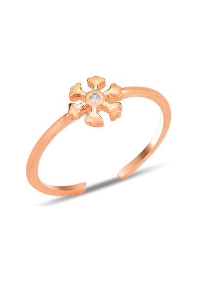 Söğütlü Silver Gümüş Rose Zirkon Taşlı Alttan Ayarlanabilir Kar Tanesi Yüzük