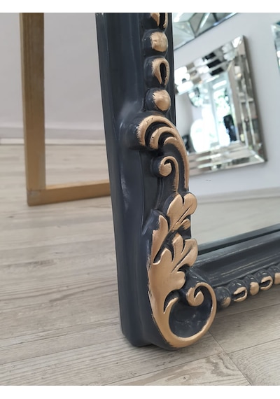 Ayna Denizi Princess Anthracite Gold Model Antrasit Altın Renk Dekoratif Ayaklı Boy Aynası Antrasit - Altın