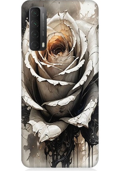 Huawei P Smart 2021 Uyumlu Gül Ve Gri Desenli Silikon Kılıf
