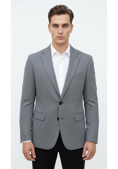 Plus Scorpion Erkek Esnek Kumaş Slim Fit Blazer Ceket Günlük & Ofis Şıklığı Füme