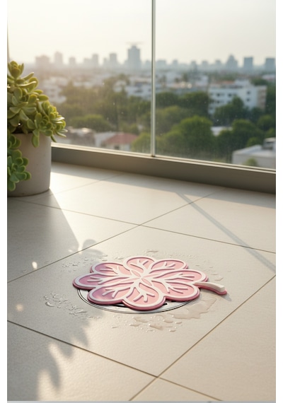 Yaprak Model Gider Koku Önleyici Silikon Mat Banyo Mutfak Balkon Lavabo Gider Kapağı 16x16cm