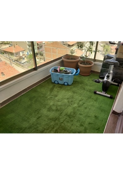 Yeşil Protokol Halı Özel Kesim Kaymaz Tabanlı Balkon Halısı (428913235)