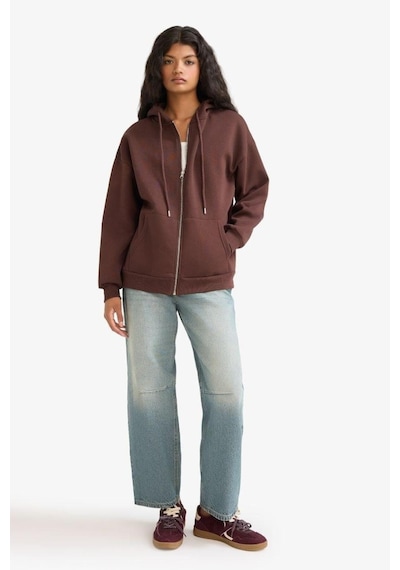 Defacto Oversize Geniş Kalıp Kapüşonlu Fermuarlı Sweatshirt V4233az25wnbn341 Kahve