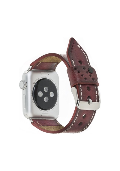 Apple Watch Uyumlu Deri Kordon 42-44-45mm Sm25 Bordo Diğer